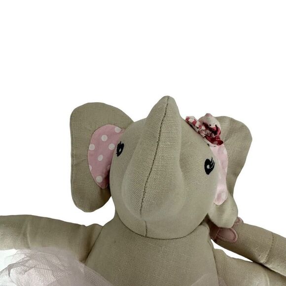 Pottery Barn Kids Two Pink Tutu Ballerina Elephant Shelf Sitter Long Leg Stuffed - Picture 3 of 4